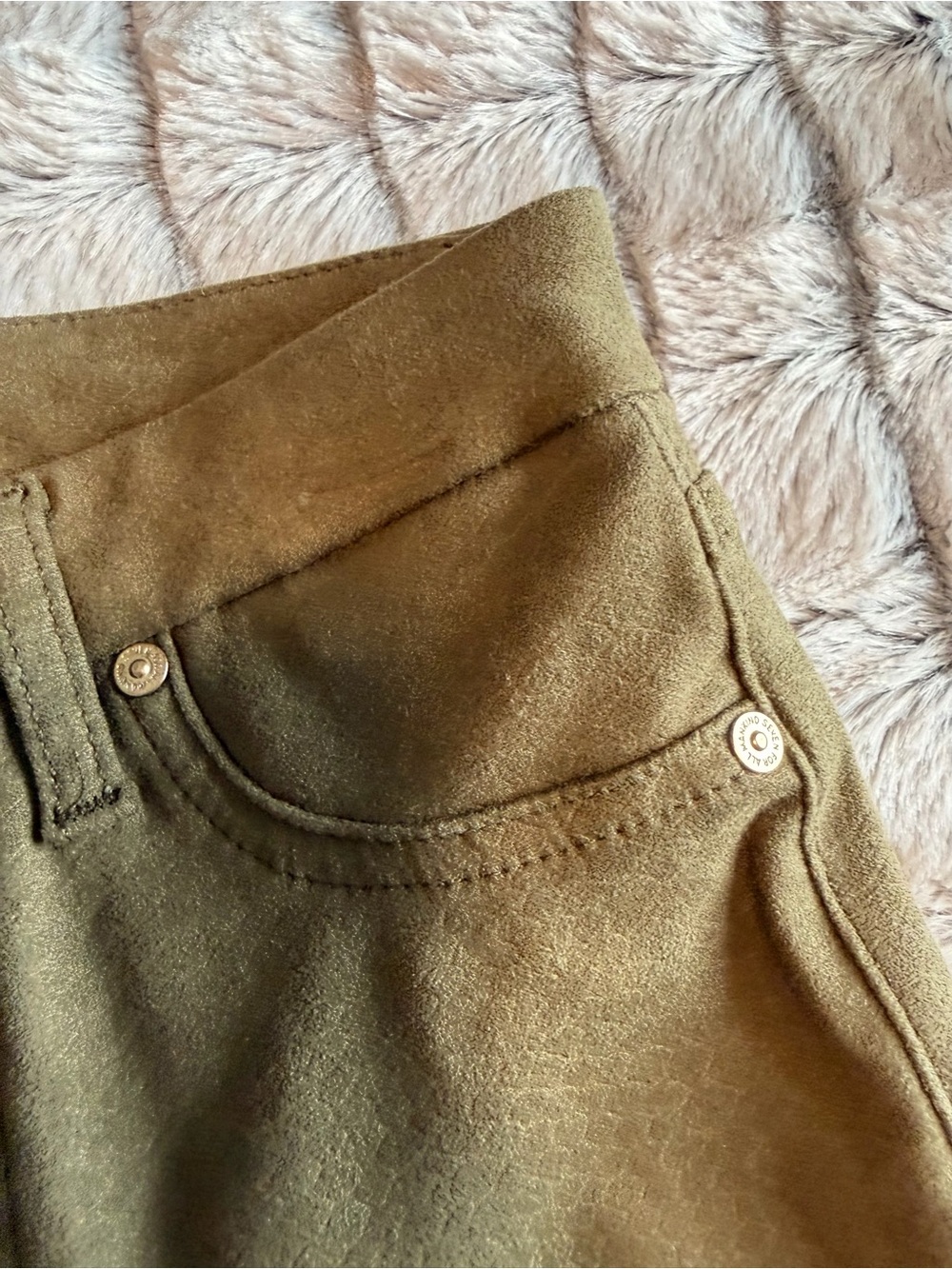 7 For All Mankind Olive Green Straight Leg Pants - Picture 6 of 10